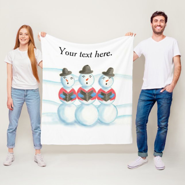 Drei Schneemänner singen, Weihnachtsschuhe Fleecedecke (Beispiel)