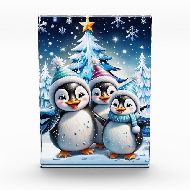 Drei schöne Pinguine Fotoblock (Vorderseite)