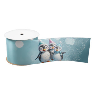 Drei schöne Pinguine Satinband