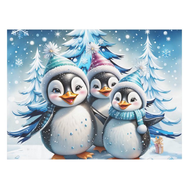 Drei schöne Pinguine Tischdecke (Vorderseite (Horizontal))
