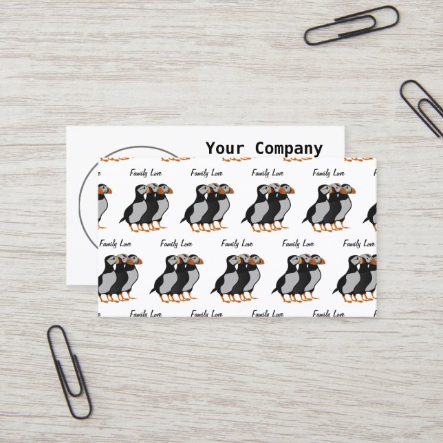 Drei schöne Puffin Stehender Cartoon Visitenkarte (Vorderseite/Rückseite Beispiel)