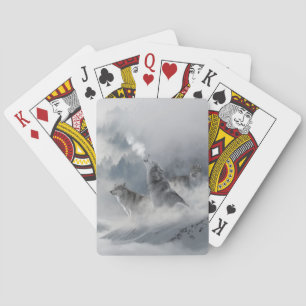 Drei schöne Wolfen im Winterschnee Spielkarten