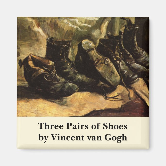 Drei Schuhpaare von Vincent van Gogh Magnet (Vorne)