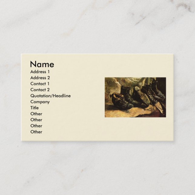 Drei Schuhpaare von Vincent van Gogh Visitenkarte (Vorderseite)