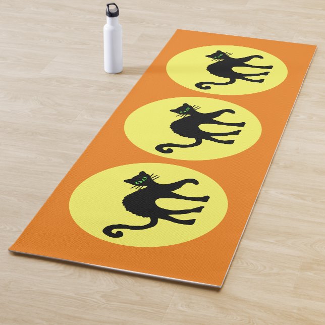Drei schwarze Katzen Gelborange Orange Yogamatte (Beispiel)