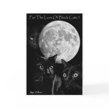 Drei schwarze Katzen und die Mondgrußkarte