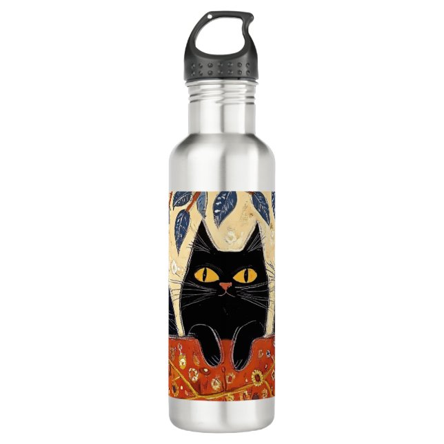 Drei schwarze Katzen Wasserflasche Edelstahlflasche (Vorderseite)