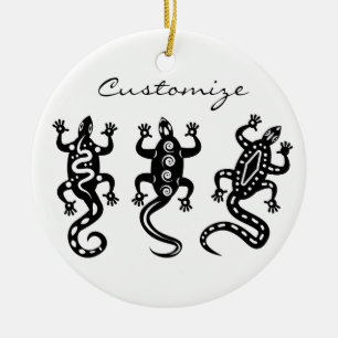 Drei schwarze Lizards Thunder_Cove Südwest Style Keramik Ornament