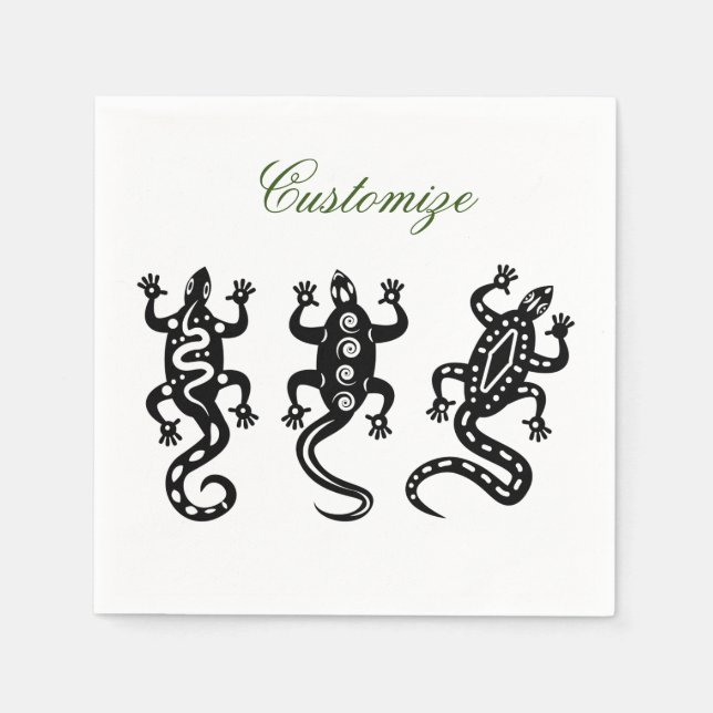 Drei schwarze Lizards Thunder_Cove Südwest Style Serviette (Vorderseite)