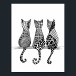 Drei schwarze und weiße Katzen drucken Poster<br><div class="desc">Diese Kunstform ist eine leicht zu erlernende, entspannende und lustige Art, schöne Bilder durch den zeichn strukturierter Muster zu erstellen. Fast jeder kann es benutzen, um schöne Bilder zu erstellen. Es steigert den Fokus und die Kreativität, sorgt für künstlerische Zufriedenheit und erhöht das persönliche Wohlbefinden. Es wird in der ganzen...</div>
