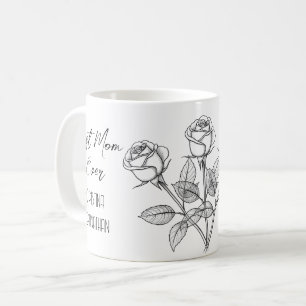 Drei schwarze und weiße Rosenmütter Kaffeetasse