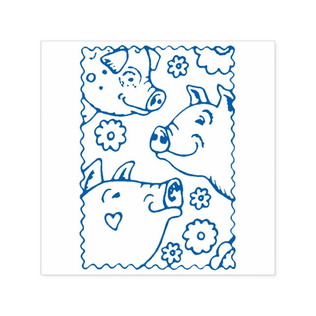 DREI SCHWEINE, LANDWIRTSCHAFT, GLÜCKLICH BARNYARD PERMASTEMPEL (Design)