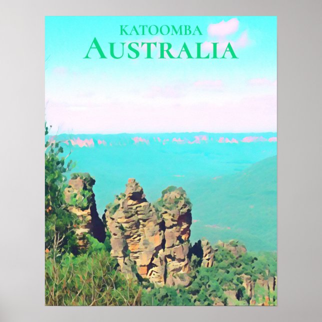 Drei Schwestern Katoomba landschaftlich Australien Poster (Vorne)