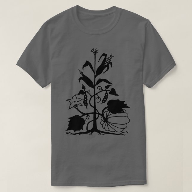 Drei Schwestern Mais, Bohnen und Squash T-Shirt (Design vorne)