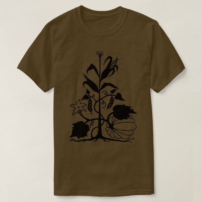 Drei Schwestern Maisbohnen und Squash T-Shirt (Design vorne)