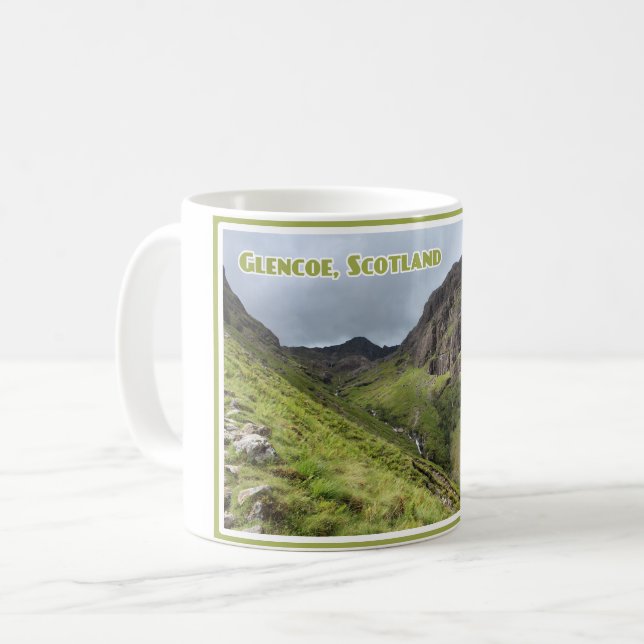 Drei Schwestern von Glencoe, Berge, Schottland Kaffeetasse (Vorderseite Links)