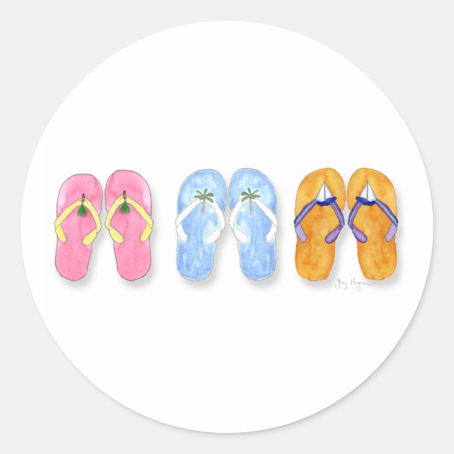 Drei Seiten Flip-Flops-Aufkleber Runder Aufkleber (Vorderseite)