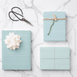 Drei Shades türkise Streifen Geschenkpapier Set