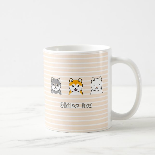 Drei Shiba Inu Dog Friends Pixel Art Coffee Tasse (Rechts)