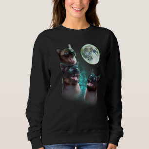 Drei siamesische Katzen heulen am MondsonnenHallow Sweatshirt