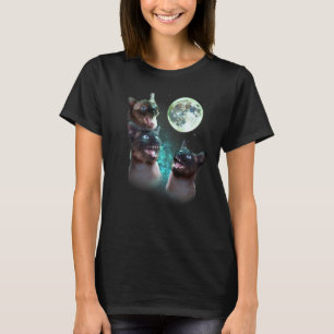 Drei siamesische Katzen heulen am MondsonnenHallow T-Shirt
