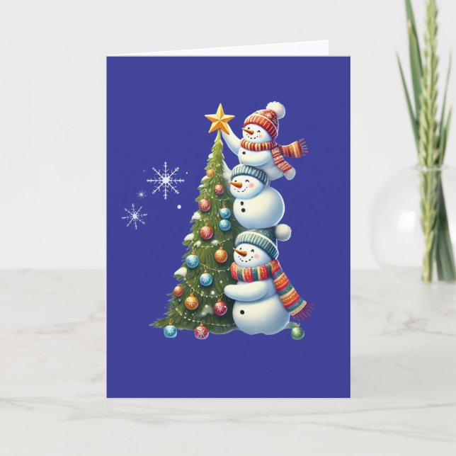 Drei Snowmen Niedlicher Urlaub Blank Weihnachtskar Karte (Vorderseite)