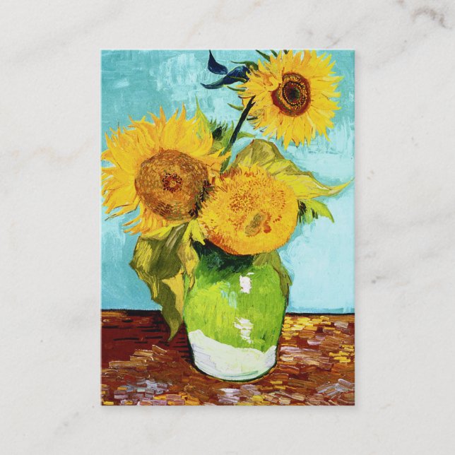 Drei Sonnenblumen durch Van Gogh mollig Visitenkarte (Vorderseite)