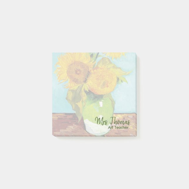 Drei Sonnenblumen fertigten Post-Itanmerkungen 3x3 Post-it Klebezettel (Vorderseite)