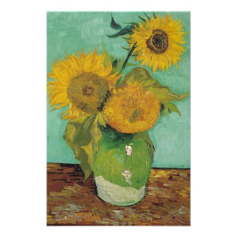 Drei Sonnenblumen in einer Vase, Vincent van Gogh. Fotodruck