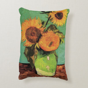 Drei Sonnenblumen in einer Vase von Vincent van Go Dekokissen