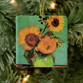 Drei Sonnenblumen in einer Vase von Vincent van Go Keramikornament