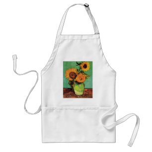 Drei Sonnenblumen in einer Vase von Vincent van Go Schürze