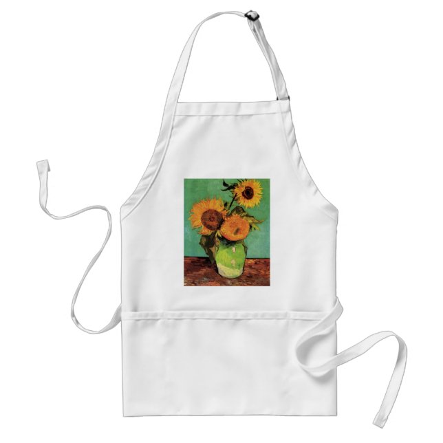 Drei Sonnenblumen in einer Vase von Vincent van Go Schürze (Vorne)