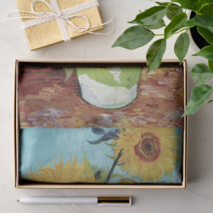 Drei Sonnenblumen in einer Vase von Vincent van Go Seidenpapier