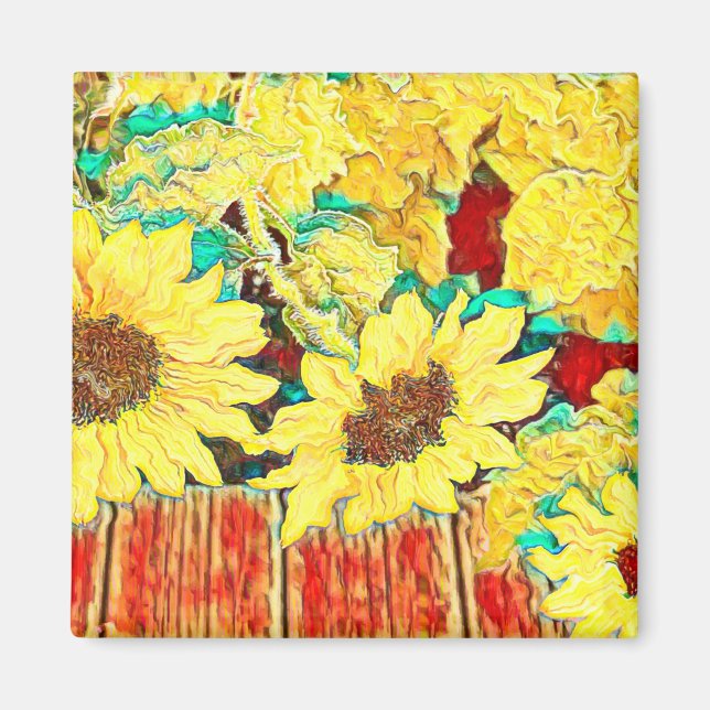 Drei Sonnenblumen Magnet (Vorne)