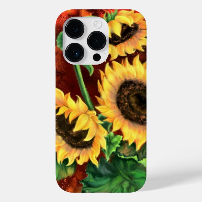 Drei Sonnenblumen Malereien Case-Mate iPhone 14 Pro Hülle (Rückseite)