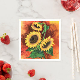 Drei Sonnenblumen Napkins Serviette