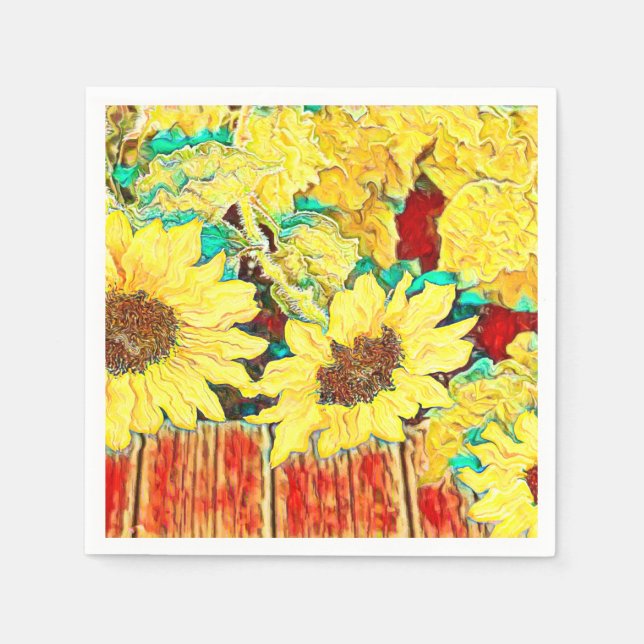 Drei Sonnenblumen Serviette (Vorderseite)