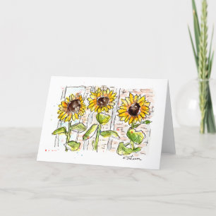 Drei Sonnenblumen Wasserfarben-Grußkarte Karte
