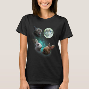 Drei sonnige Kaninchen heulen auf dem Mond 3 Wolf T-Shirt