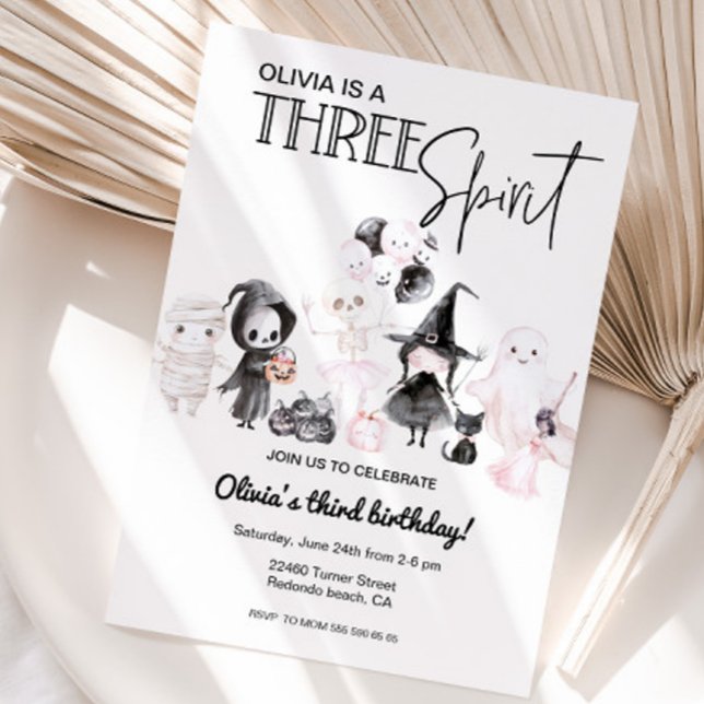 Drei Spirituosen Einladung 3. Geburtstag (Halloween birthday invitaiton, three spirit, 3rd birthday)