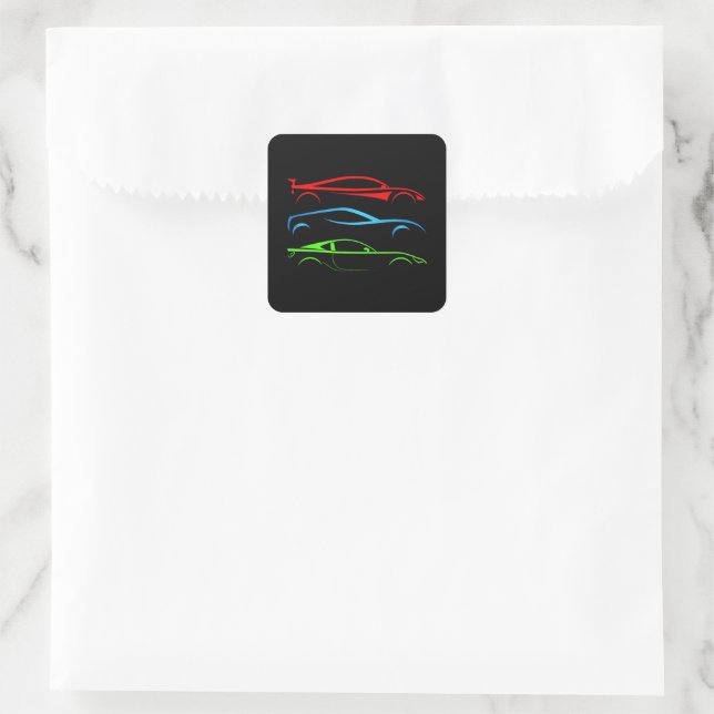 Drei Sportwagen Quadratischer Aufkleber (Tasche)