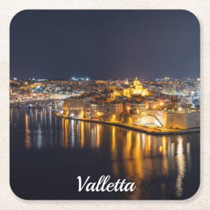 Drei Städte in Malta nachts Rechteckiger Pappuntersetzer
