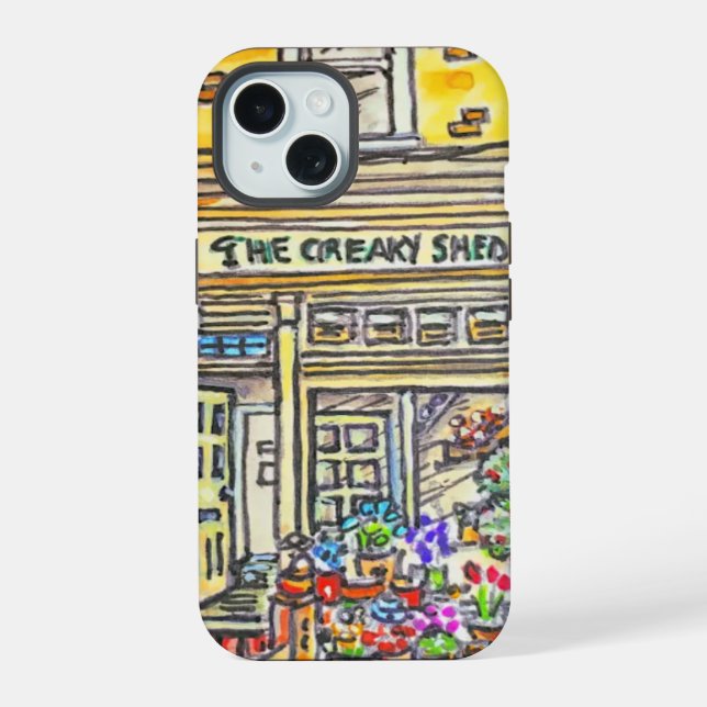 Drei Stadthäuser iPhone 15 Hülle (Rückseite)