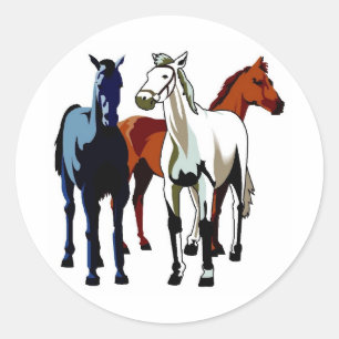 Drei starke Pferde Red White Blue Runder Aufkleber