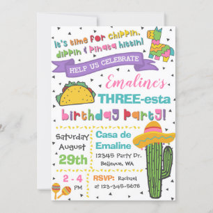 Drei-Sterne-Einladung   3. Geburtstag Fiesta Einladung