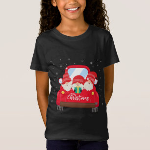 Drei Sterne im roten Lkw mit frohen Weihnachten T-Shirt