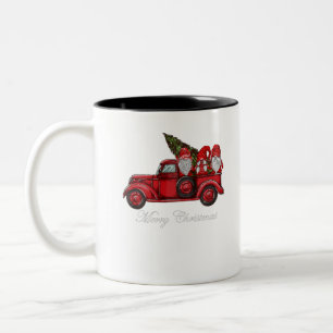 Drei Sterne im roten LKW mit fröhlichem Weihnachts Zweifarbige Tasse