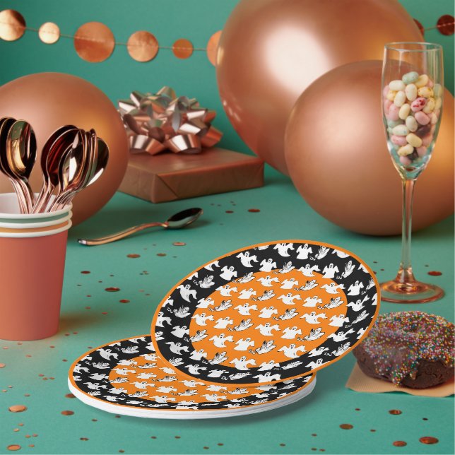 Drei Stile fliegende Geister zu Halloween-Farben Pappteller (Multi)