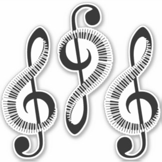 Drei stilisierte Treble Clefs mit Schlüsseln Aufkleber